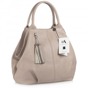 Geanta dama din piele naturala DiAmanti Costa Rose Taupe